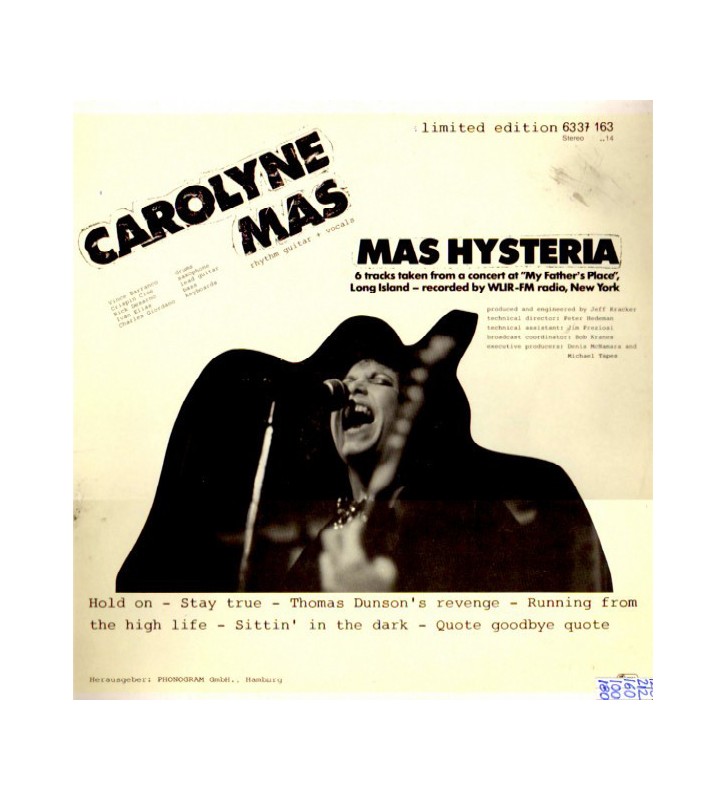 Carolyne Mas - Mas Hysteria (LP, Album, Ltd, RP) vinyle mesvinyles.fr 