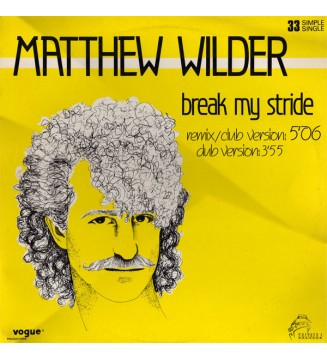 Matthew Wilder - Break My Stride (12", Single, Ltd) vinyle mesvinyles.fr 