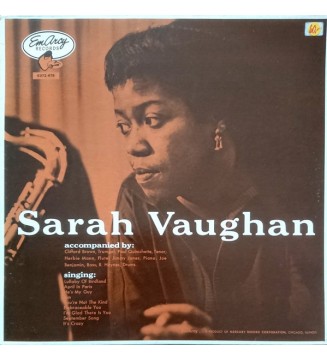 Sarah Vaughan - Sarah Vaughan (LP, Album, Mono, RE) vinyle mesvinyles.fr 