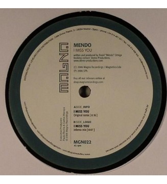 Mendo - I Miss You (12') mesvinyles.fr