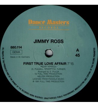 JIMMY ROSS - First True Love Affair / Let's Funk Tonight (12') mesvinyles.fr