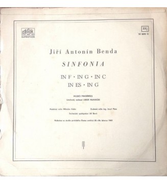 Jiří Antonín Benda* - Sinfonia (LP, RP) mesvinyles.fr