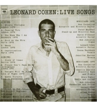 Leonard Cohen - Live Songs (LP, Album, RE, RM, 180) mesvinyles.fr