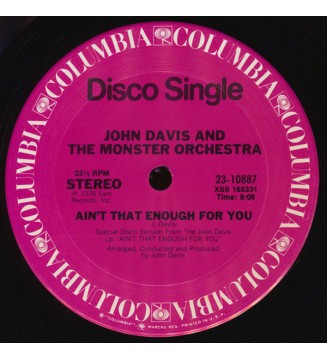John Davis And The Monster Orchestra* - Ain't That Enough For You / A Bite Of The Apple (12', Single) mesvinyles.fr